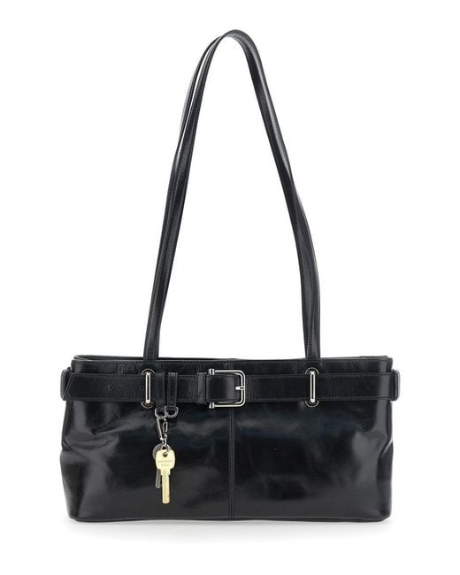 OSOI Shoulder Bag With Belt Detail And Pendant Keys in Black