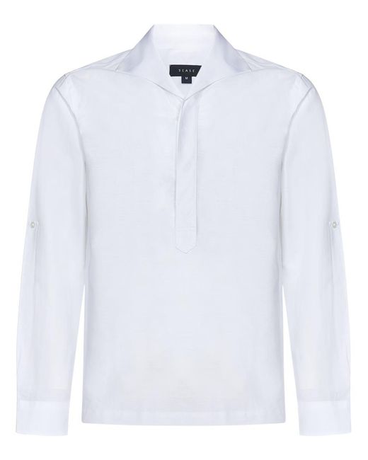 Sease White Half Button Shirt for men
