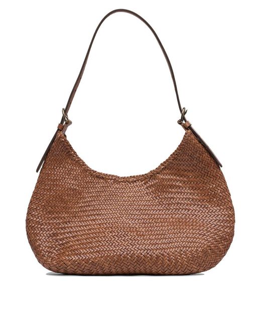 Dragon Diffusion Brown Luna Mezza 3Mm Diagonal Moon Shape Hobo 35X27X7 Cm
