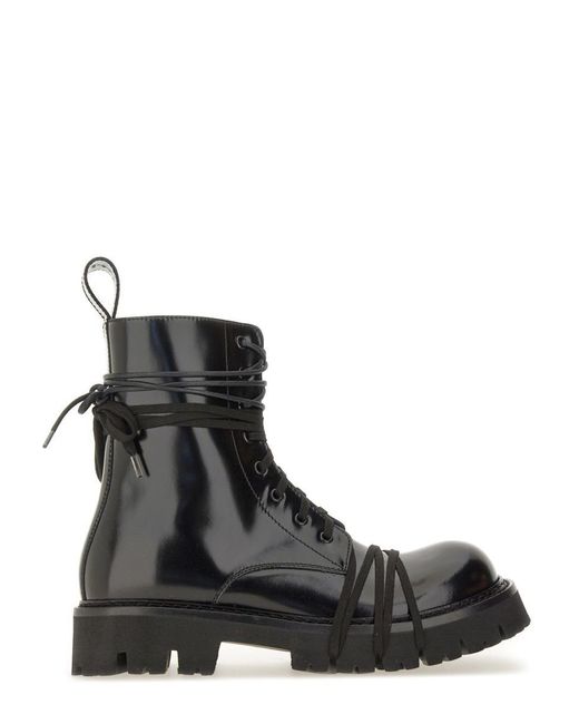Moschino Black High-Shine Lace-Up Boots for men