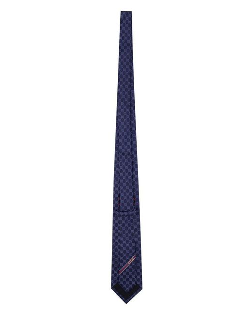 Gucci Blue Logo-jacquard Silk Tie for men