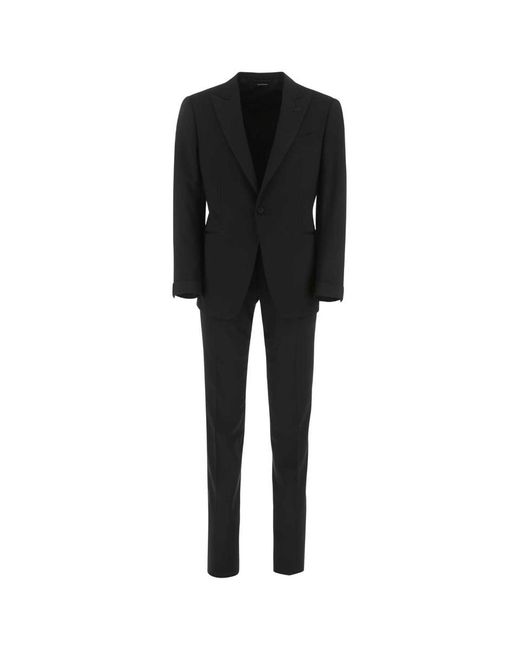 Tom Ford Black Stretch Wool Suit for men