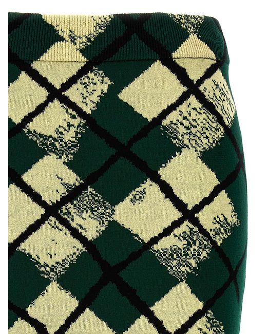 Burberry Green Argyle Pattern Skirt Skirts