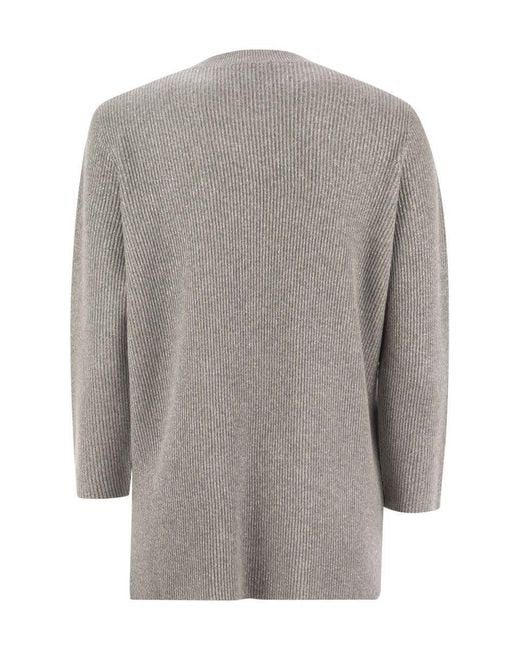 Fabiana Filippi Gray Crew-Neck Sweater With Lurex