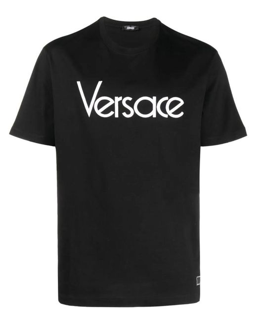 Versace Black T-Shirt With Embroidery for men