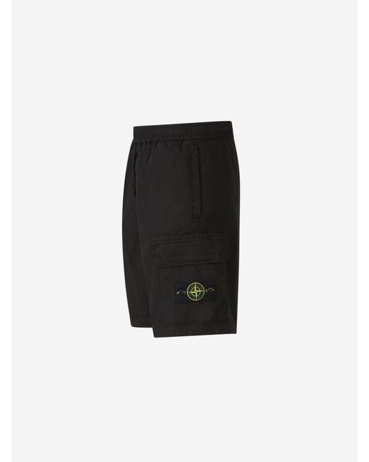 Stone Island White Cotton Cargo Bermuda Shorts for men