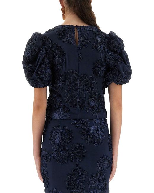 ROTATE BIRGER CHRISTENSEN Blue 3D Mesh Tops