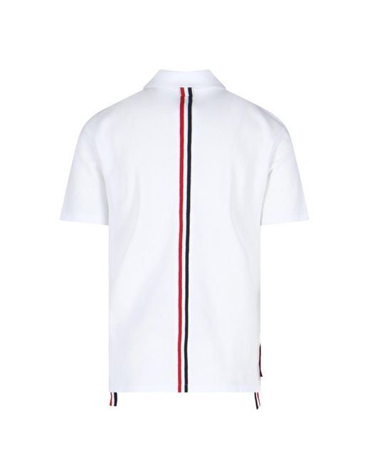 Thom Browne White Polo Shirt With Tricolor Detail for men