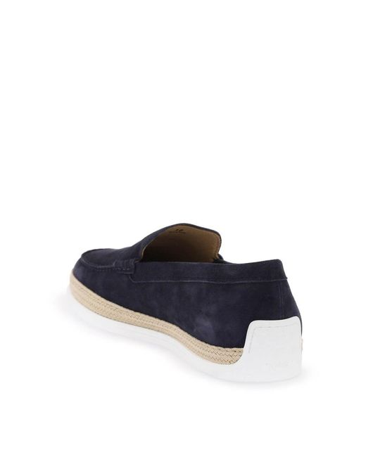 Tod's Blue Suede Slip-on With Rafia Insert for men