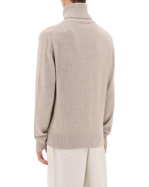 AMI Natural Melange Effect Cashmere Turtleneck Sweater for men