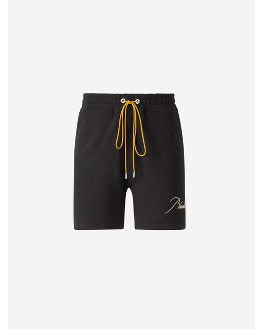 Rhude Black Logo Cotton Bermuda Shorts for men