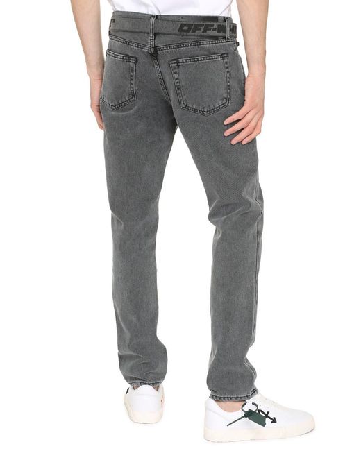 Off-White c/o Virgil Abloh Gray Off- Belted Skinny Jeans for men