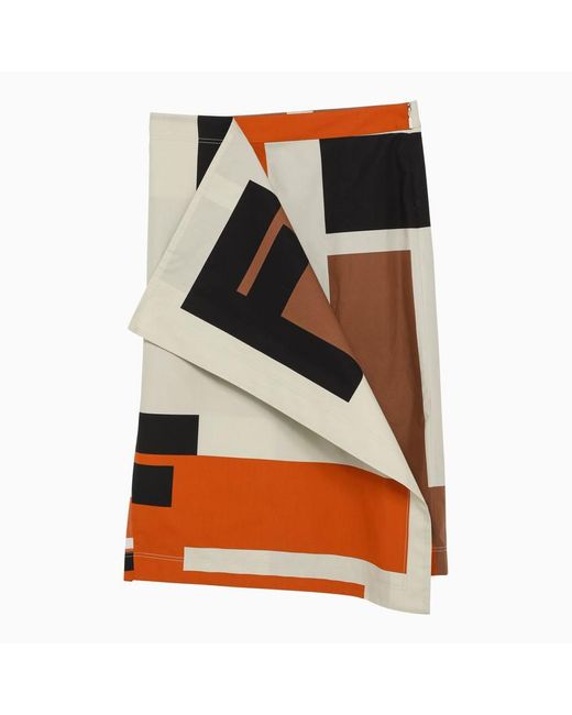 Fendi Orange Printed Longuette Skirt