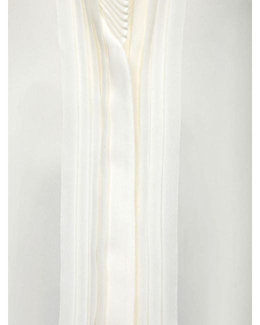 Tom Ford White Silk Georgette Shirt With High Ruffled Collar