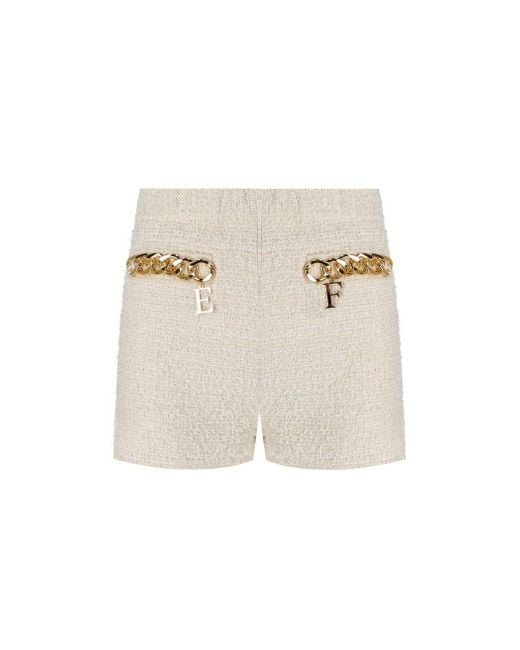 Elisabetta Franchi White Butter Shorts With Chain
