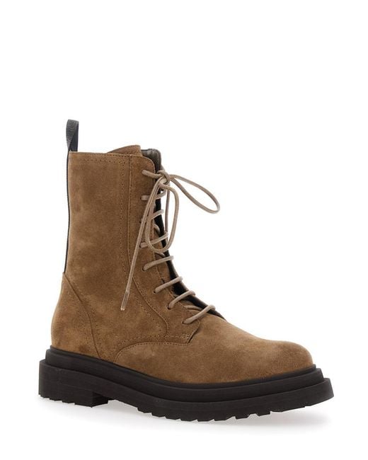 Brunello Cucinelli Brown Boots With Back Monils Detail