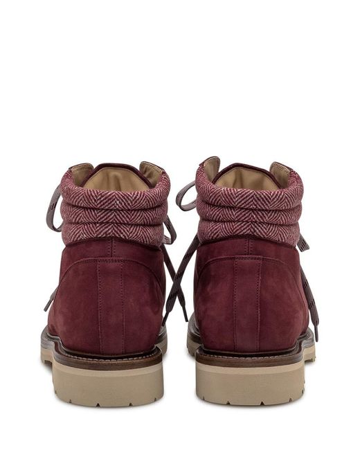 Brunello Cucinelli Purple Suede Ankle Boots for men