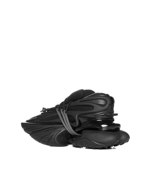 Balmain Black Smooth Leather Logo Sneakers.