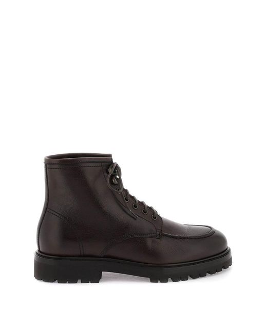 Brunello Cucinelli Black Leather Ankle Boots for men