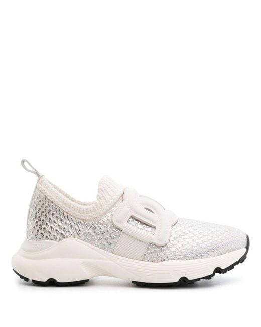 Tod's White Kate Technical Fabric Sneakers