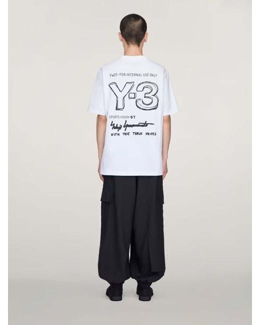Y-3 White Short Sleeve T-shirt for men