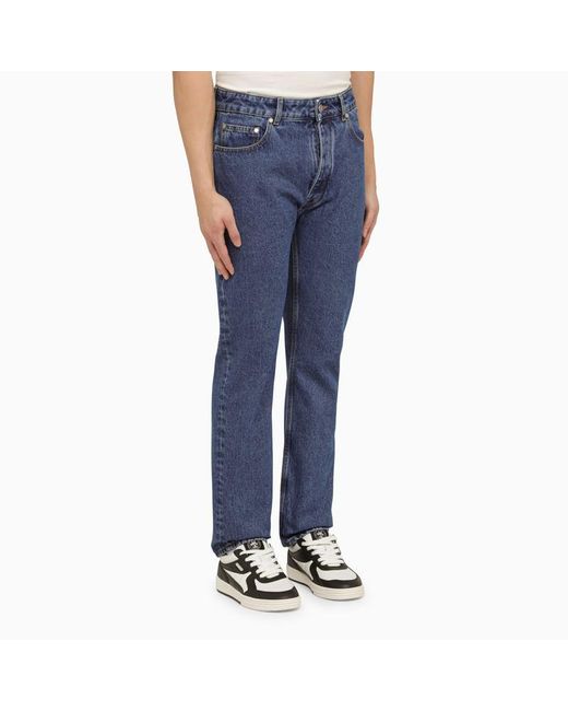 Palm Angels Blue Jeans With Monogram Embroidery for men