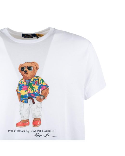 Ralph Lauren White Polo Bear Jersey Classic-Fit T-Shirt for men