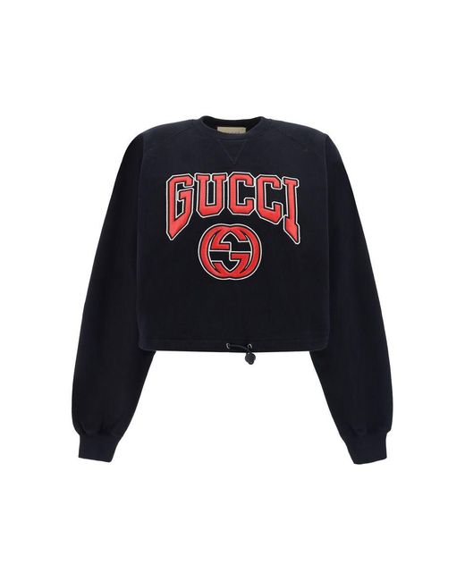 Gucci Black Jersey Sweatshirt With Embroidery