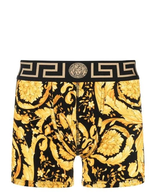 Versace Yellow Barocco Stretch-cotton Boxers for men