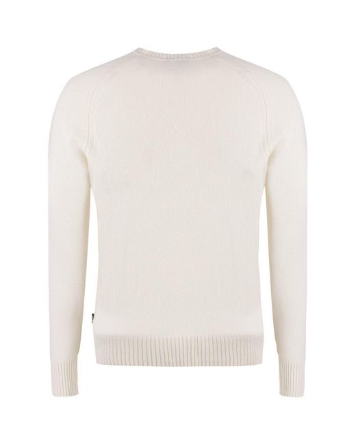Boss White Crew-Neck Cashmere Sweater for men