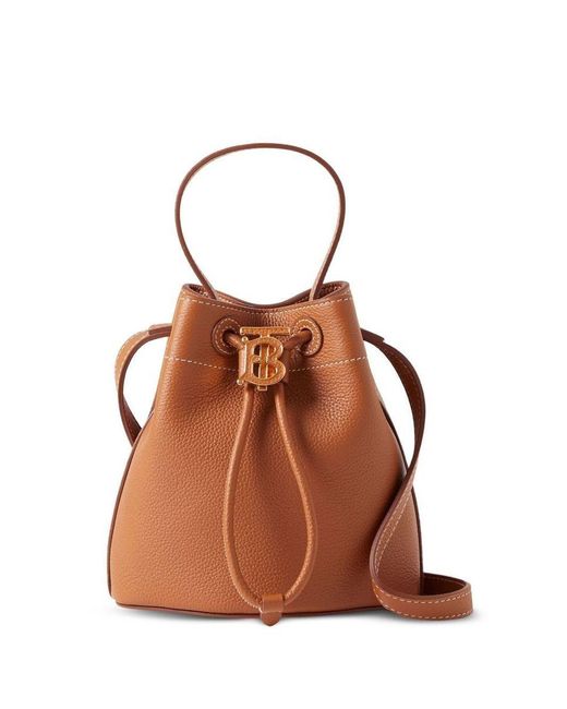 Burberry Brown Grained-leather Bucket Bag