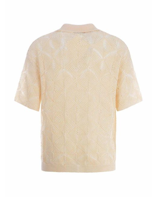 Bonsai White Cotton Blend Short Sleeve Shirt for men