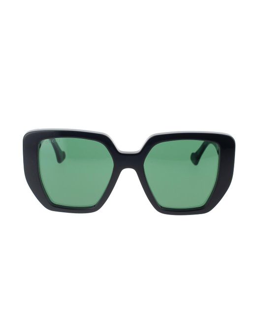 Gucci Green Acetate Oversized Square Frame Sunglasses