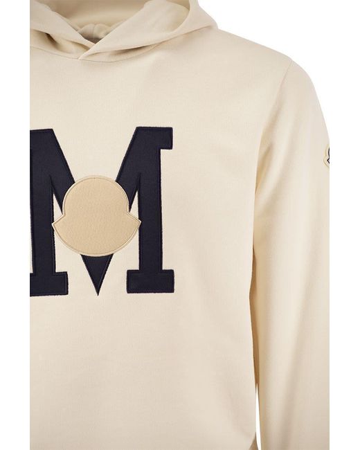 Moncler Natural Hoodie With Monogram for men
