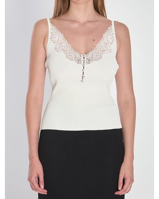 Self-Portrait White Tank Top With Lace