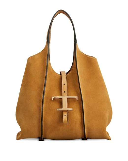 Tod's Brown T Timeless Mini Shopping