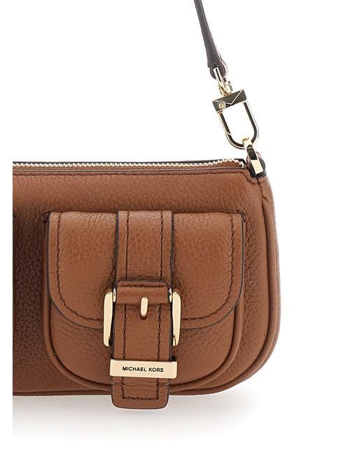 Michael Kors Brown 'Zoe' Shoulder Bag With Pockets And Straps On The Front