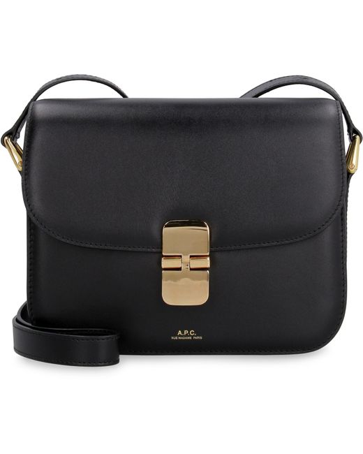 A.P.C. Black Smooth Leather Crossbody Bag For