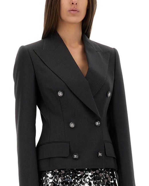 Dolce & Gabbana Black Double-Breasted Jacket With Dg Logo Buttons