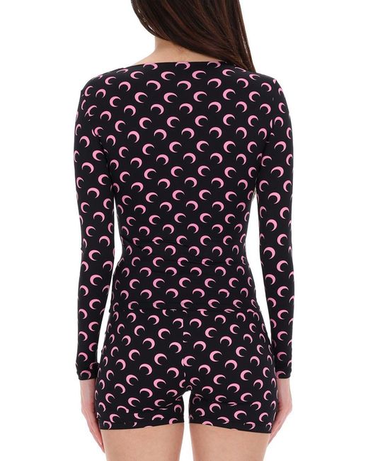 MARINE SERRE Blue Long-sleeved Top