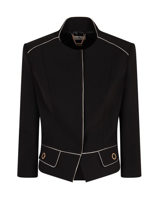 Elisabetta Franchi Black Single-Breasted Jacket
