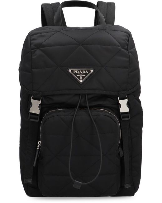 Prada Black Logo Detail Re-nylon Backpack for men