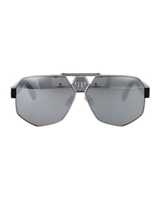 Philipp Plein Gray Sunglasses for men