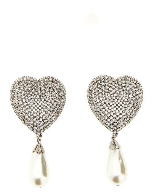 Alessandra Rich White Heart Jewelry