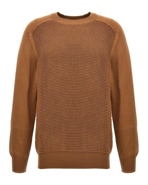 Zegna Brown Waffle Stitch Sweater Sweater, Cardigans for men
