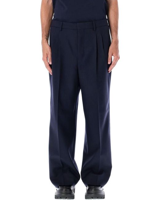 AMI Blue Straight Fit Trousers for men