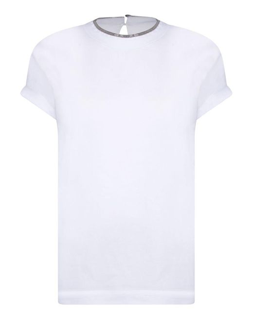 Brunello Cucinelli White Contrast Layered T-Shirt