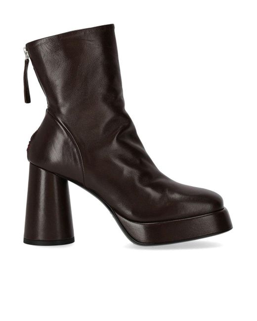 Halmanera Black Lara Dark Brown Heeled Ankle Boot