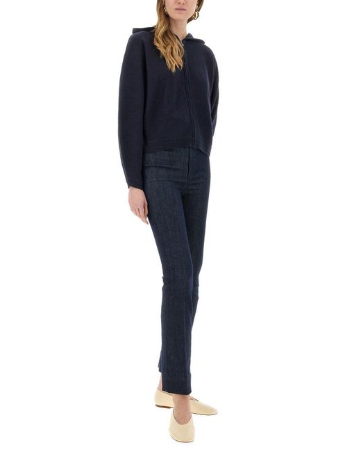 Theory Blue Knit Sweatshirt With Zipper