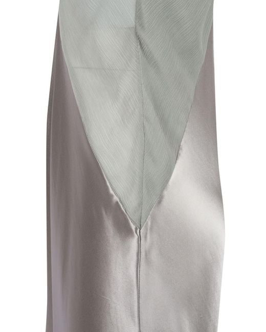 Alberta Ferretti White Flowing Evening Dress With Deep V-Back And Spaghetti Straps